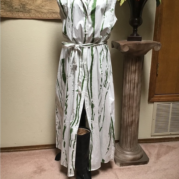 Banana Republic Moss Green and White Patterned Dress, NWT - Picture 12 of 14
